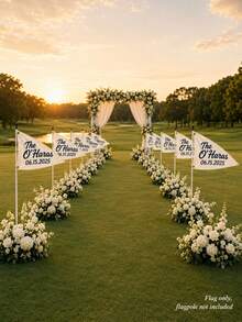 Customized Golf Wedding Flag | Personalized Wedding Gift | Personalized Surname And Established Date Golf Flag, Golf Themed Wedding Decor, Customized Newlywed Golf Keepsake, Golf Course Wedding Photo Prop And Reception Sign, Bridal Shower Gift - Multicolor - View 5