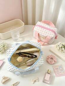 Wave Point Handheld Makeup Bag Large Capacity Portable Toilet Bag With Handheld Makeup Bag Suitable For Daily/Business Travel/Vacation - Multicolor - View 5