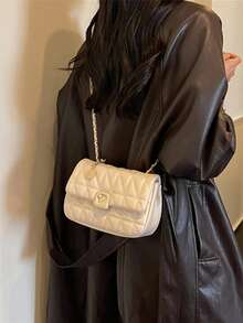 Solid Color Quilted Embroidered Women's Shoulder Bag Chain Crossbody Small Square Bag Suitable For Office School Party Commuting Business - Multicolor - View 8