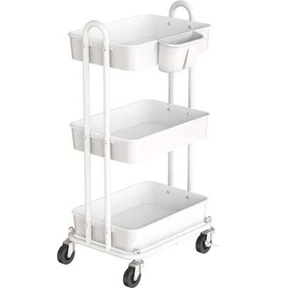 Carrito de utilidad con ruedas y cubo colgante, almacenamiento para baño, cocina, oficina, sala de estudio, pañales de guardería