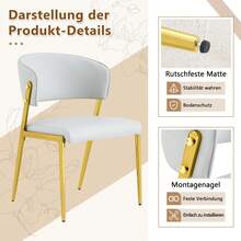 2er Set Moderne Esszimmerstühle Mit Metallgestell, Gepolsterter Sitz Und Rückenlehne – Stabiler - 淺灰色 - 查看 6
