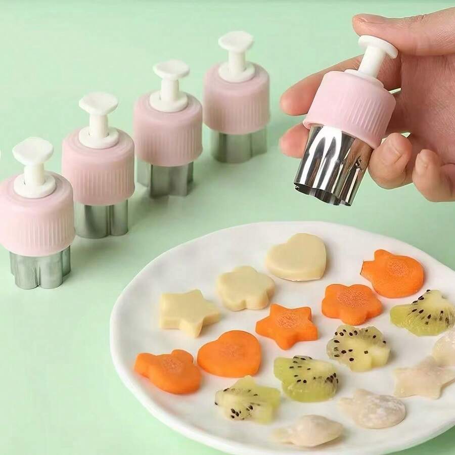 5pcs/8pcs Stainless Steel Fruit, Vegetable And Cookie Cutter Set, Includes Press Mold And Butterfly Shape, Suitable For Kitchen Baking And DIY Creative Lunch Decoration - Multicolor - View 1