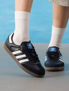 Adidas Originals Men's & Women's Low-Top Classic Retro Sneakers SAMBA OG Lightweight Comfortable Breathable Sports Casual Shoes B75807 - Black/White - View 5