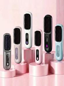 OBOVAY 4/1pc Women's Wireless Straightening Hair Brush Set, Portable USB Rechargeable, Negative Ion Hot Air Brush, Anti-Scald Design, 3 Temperature Settings, 30s Fast Heating, Suitable For All Hair Types, Travel Convenient, Best Christmas Gift - Multiple Styles - View 2