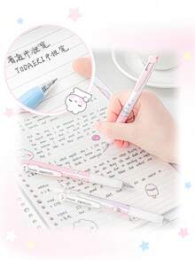 4pcs Cute Rabbit Shaped Neutral Pens Set, 0.5mm Tip, Black Ink, Suitable For Daily Writing, Office, Students Back To School Gift - Black - View 8