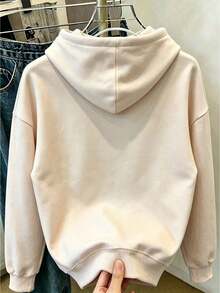 1pc Girls Milk Tea Steamed Bun Print Pullover Sweatshirt, Long Sleeve Design, Suitable For Autumn/Winter - Apricot - View 3