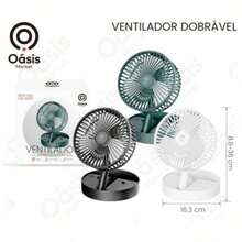 Ventilador USB Portátil Dobrável Recarregável com 3 velocidades, ideal para escritório, viagens, camping e uso diário em casa - Multicolorido - Visão 2