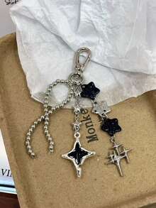 Y2K Star Chain Bag Charm, Colorful Star Pendant Beaded Keychain, Personalized Metal Chain Tassel Handbag Decorative Accessory - Multicolor - View 12