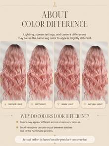 Wig Sintetis Panjang Bergelombang Longgar Motif Kupu-kupu Merah Muda Gradien 26 Inci, Serat Tahan Panas, Belahan Tengah, Gaya Alami Bervolume, Cocok untuk Halloween, Thanksgiving, Natal, Acara Cosplay, Aksesori Festival, dan Ekstensi Rambut - MultiWarna - View 8