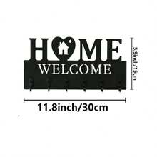 1-Piece Wall-Mounted Key Hook For The Entryway | Style Wall Key Holder | Wooden Wall Decor | Decorative Key Rack For The Entryway | Handcrafted Wooden Home Decor | Removable Wooden Key Holder - WELCOME HOME - View 2