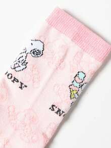 1/3雙 Snoopy 圖案女款中筒運動襪，可愛卡通設計，休閒百搭運動中筒襪 - 彩色 - 查看 5