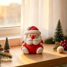 1pc Mini Soft Matte Santa Claus Sculpture, Tiny Cartoon Xmas Resin Decoration, Cute Sitting Santa Ornament For Winter Holiday Party Display, Christmas Stocking Stuffer Gift For Family & Friends - Multicolor - View 8