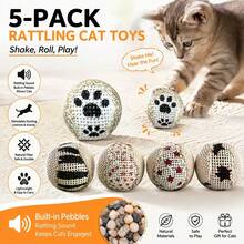 4pcs/Set Cylindrical Material Cat Toys, Canvas Ball, Interactive Toy, Natural Cylindrical Material, Suitable For Adult Cats And Kittens - Multicolor - View 6