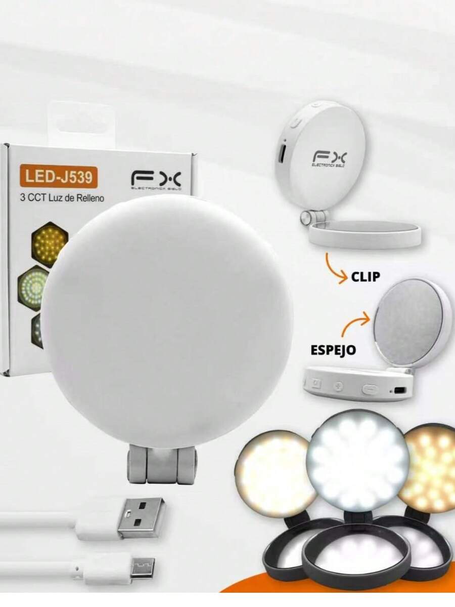 New Portable Mini Fill Light For Selfies, Photography, Phone Charging, Live Streaming, Ambient LED Lighting - White Red Light - View 1