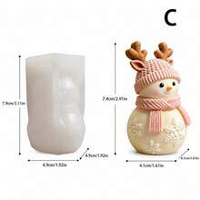 1pc Christmas Snowman Candle Silicone Mold, Christmas Snowman Shape, Suitable For Candles/Soaps/Plaster Decorations, Easy Demolding, Multi-Functional Mold. Suitable For Christmas/Winter Decoration/Christmas Party, Ideal For DIY Craft Enthusiasts - A-White - View 7