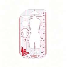 1pc/2pcs Fashion Template Ruler, Fashion Design Style Figure Body Template Ruler, Red & White With Measurement Markings, Suitable For Tailoring And Handmade Crafts - Transparent - View 3