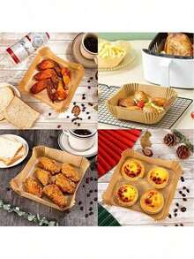 5/50/100pcs Square Disposable Non-Stick Air Fryer Baking Paper, Multi-Purpose Liner For Baking Tray And Plate, BBQ Home Cooking Utensil Storage, Kitchen Accessories, Personalized Gift For Back To School, New Year, Valentine's Day, Graduation Season - Multicolor - View 3
