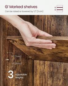 Estantería de 5 niveles de almacenamiento abierto, 9.4 x 23.6 x 52.5 pulgadas, para sala de estar, oficina en casa y comedor, color café rústico - Marrón rústico - Ver 3