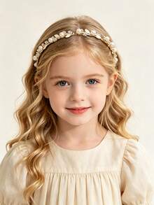 1pc Delicate Countryside Style Headband - Gentle Faux Pearl & Rhinestone Headband, Cat Eye Design, Versatile Daily Hair Accessory - Multicolor - View 2