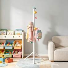 Freestanding Coat Rack With Multi Staggered Hooks, Stable Tripod Base Vertical Garment Stand, SpaceSaving Floor Clothes Hanger Organizer For Entryway Bedroom Hallway, Cute Pastel Storage Rack ForHat Scarf Handbag - White - View 13