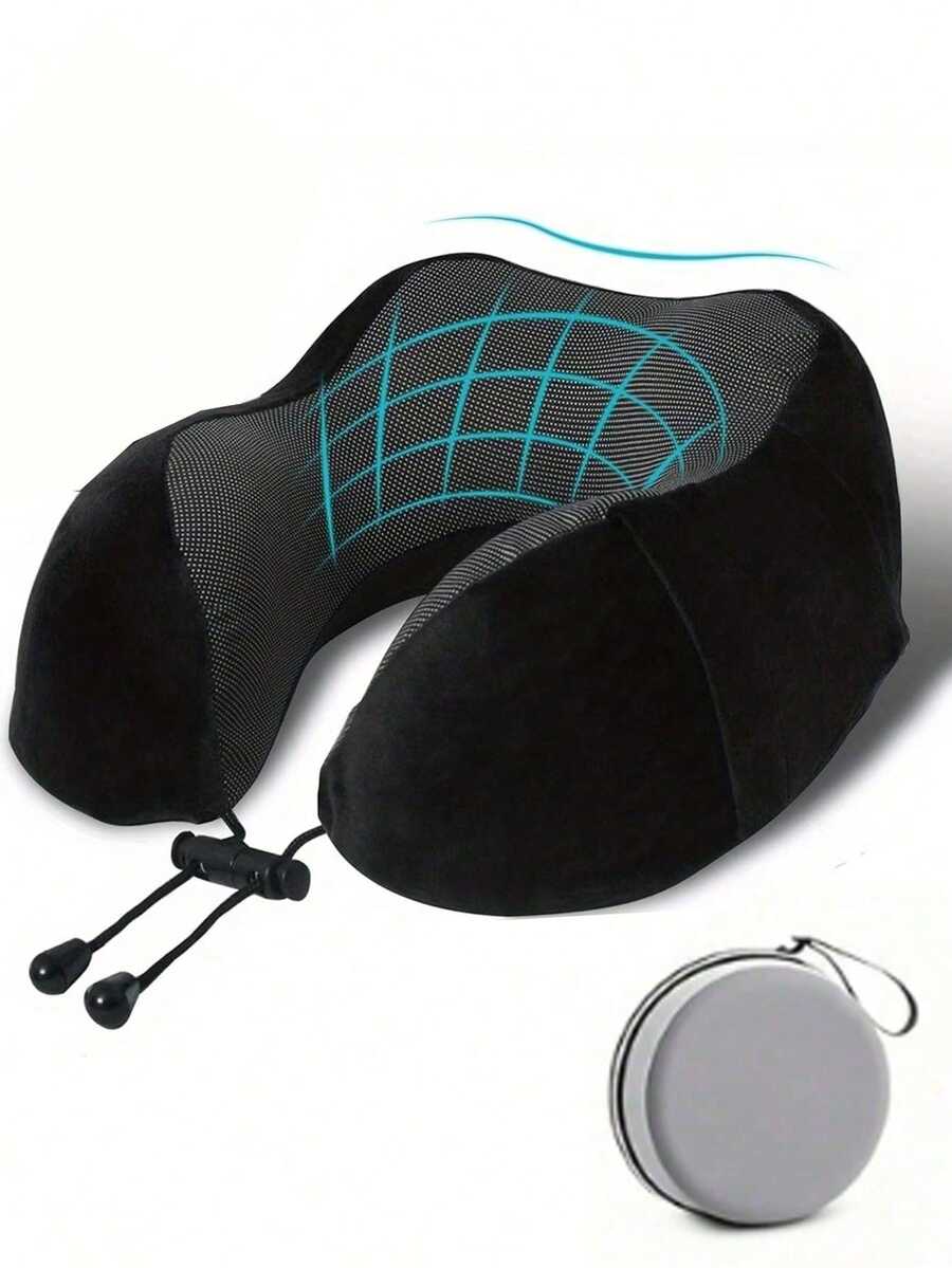 1/2pcs U-Shaped Memory Foam Neck Pillow, Multiple Options, Portable Travel Nap Pillow, Slow Rebound Neck Pillow, Office Nap Essential, Airplane Travel Neck Pillow, Detachable Machine Washable, With Storage Bag, Neck Support, Slow Rebound Support Travel Pillow - Multicolor - View 1