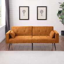 Best Choice Products Upholstered Futon Sofa Bed,Comfy Modular Foldable Sleeper Sofa 68″Fabric Couch Sleeper For Home,Dorm, Bonus Room, Compact Spaces. - 橘色 - 查看 1
