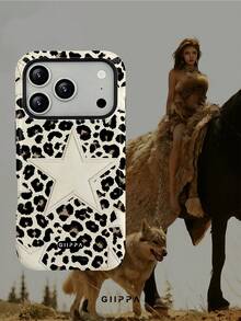 GIIPPA 1pc Leopard Print Base With White Star Pattern Design, Phone 17 Pro Max Phone Case, Compatible With Phone 16 Pro Max, 15 Pro Max, 14 Pro Max, Korean High-End Fashion Fun Phone Case, Compatible With 11/12/13/14/15/16 Pro Max Plus, Elegant Design Suitable For Men And Women, Perfect Gift For Girlfriend On Christmas, Valentine's Day, Easter, Wedding Season And Birthday! - White - View 7