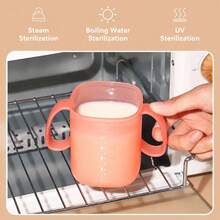 1 buah Gelas Sedotan Anti-Jatuh PP dengan Skala, Gelas Belajar Bayi TK, Sterilisasi Suhu Tinggi, Desain Anti Bocor dengan Pegangan, Gelas Susu - MultiWarna - View 4