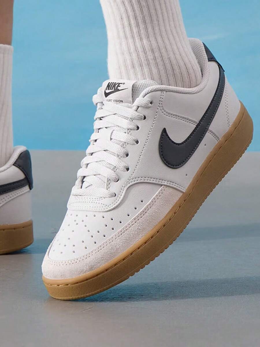 Nike New Men's Court Low-Top Breathable Durable Sneakers - White/Blue - View 1