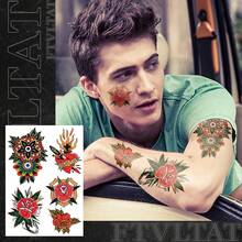 FTVLTAT Old School Temporary Tattoos - Set Of 9 Large Vintage Style Sheets, Retro Fake Tattoos For Adults, Snake Skull Scorpion Patterns, Perfect For Party Daily Body Decoration - Multicolor - View 9