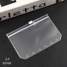 1件 A5/A6/A7 透明 PVC 拉鍊活頁夾口袋，耐用防水，6環設計，方便整理文件、照片、現金，適合居家、辦公室、旅行活頁夾收納袋，可存放文具、票券、學校用品，開學季適用 - 透明 - 查看 19