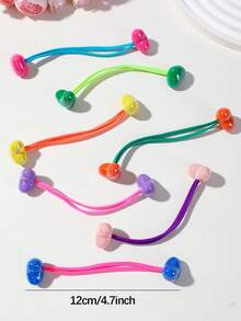 7pcs Girls Candy Color Heart High Ponytail Hair Ties Spiral Hair Ropes Candy Bean Hair Accessories Ball Head Ropes Hair Ties For Children Candy Color Hair Ties For Girls Daily Use - Multicolor - View 9