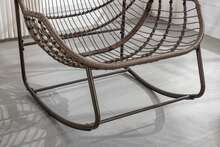 Outdoor Rattan Rocking Chair,Padded Cushion Rocker Recliner Chair Outdoor For Front Porch, Living Room, Patio, Garden, Gray - A - 查看 2