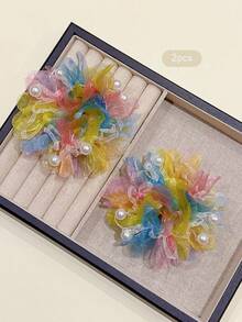 2pcs Minimalist Elegant Colorful Sweet Style Hair Scrunchies Suitable For Daily Hair Accessories - Multicolor - View 5