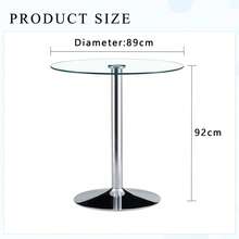Modern Glass And Metal Dining Table – Diameter 89cm - 銀色和透明 - 查看 5
