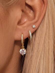 6pcs Elegant Stack Earring Sets Earrings Stack Golden Zirconia Teardrop Oval Hoop Drop Women Party Jewelry - Earring Set - View 7