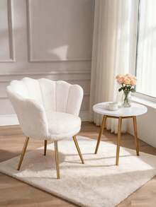 WAHSON OFFICE CHAIRS 1PC Wahson Velvet Armchair Armchair With Gold Legs, Comfortable Bedroom Armchair Relax Chair For Living Room/Bedroom - 白色 - 查看 3