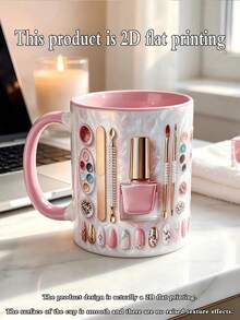 2D Printed Nail Art Tool Set, Includes 1 Pattern Ceramic Mug And 1 11oz Double Handle Cup, Suitable As Gift For Nail Artists In Beauty Industry, Or Graduation, Birthday, Halloween And Christmas Gift - Nail Art Style - View 2