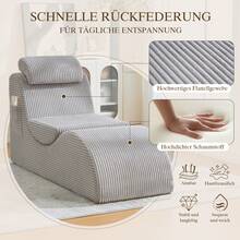 Modern Leisure Armchair With A Unique Design, Ergonomically Shaped, Made Of Highly Elastic Compression Foam. Removable Seat Cushion And Side Pocket For Comfortable Sitting In Everyday Life. Light Gray, 160 X 66 X 90 Cm - Light Grey - View 5