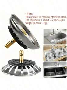 1/2/3pcs Silver Sink Strainer Plug, Metal Alloy Drain Basket With Rubber Seal Ring, 2-In-1 Debris Collector And Plug, Anti-Clogging Reusable Drain Filter, Suitable For Kitchen Sink, Dishwashing Area, Housewarming Gift, Kitchen, Sink, Bathroom Storage, Kitchen Accessories - Multicolor - View 8