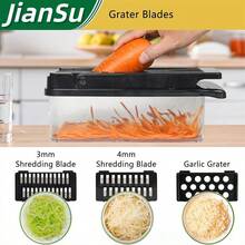 Multifunctional Vegetable Slicer, Kitchen Vegetable Cutter, Shredder, Slicer, Dicer, Grater All-In-One Machine, Multiple Blade Replacements With Storage Box And Hand Guard, Can Cut Potatoes, Onions, Carrots, Cucumbers, Tomatoes, Shred, Dice, Slice, Grate In Multiple Modes, Large Capacity Food Storage Box, Manual Fruit And Vegetable Cutting Tool, Kitchen Prep Tool, Salad And Cold Dish Ingredient Processing Tool, Practical Kitchen Utensil For Daily Cooking, Light Meal Salad Making, Fast Fruit And Vegetable Processing, Hand Guard, Easy To Clean And Detachable Vegetable Chopper - Multicolor - View 5