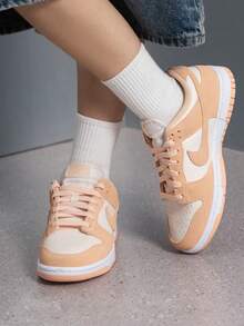 Nike New Women's Low-Top Comfortable Dunk Low Retro Lightweight Casual Sneakers - White/Orange - View 4