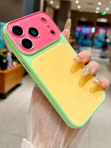 Ins Dopamine Candy Color Block Glossy Phone Case Compatible With Apple 17 Pro Max 16 Pro Max Instant Upgrade To 17 Large Window 15 Pro Lens Full Coverage 14 Unisex Niche Couple Style 16 New 18 Pro Max Protective Cover - Yellow-green - View 2