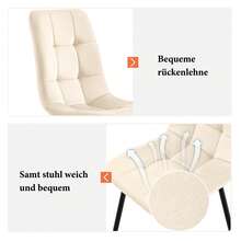 Dining Room Chair (4 Pieces), Beige, Set Of 4 Upholstered Chairs, Design Chair With Backrest, Seat Made Of Velvet, Frame Made Of Metal, 70.5 X 66 X 45 Cm - White - View 8