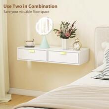 Modern Floating Wall Mounted Bedside Tables With Fluted Drawer For Bedroom And Living Room - White - View 5