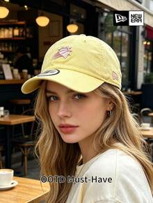 Topi New Era Breathable Light Yellow Dad Hat, Topi Baseball Tanpa Struktur dengan Logo Tim Basket, Topi Unisex untuk Perjalanan & Lari - Kuning - View 3