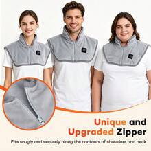 Shawl-Style Heating Pad, USB Powered Zippered Neck & Shoulder Warm Scarf, Home & Office Heat Therapy Vest - View 7