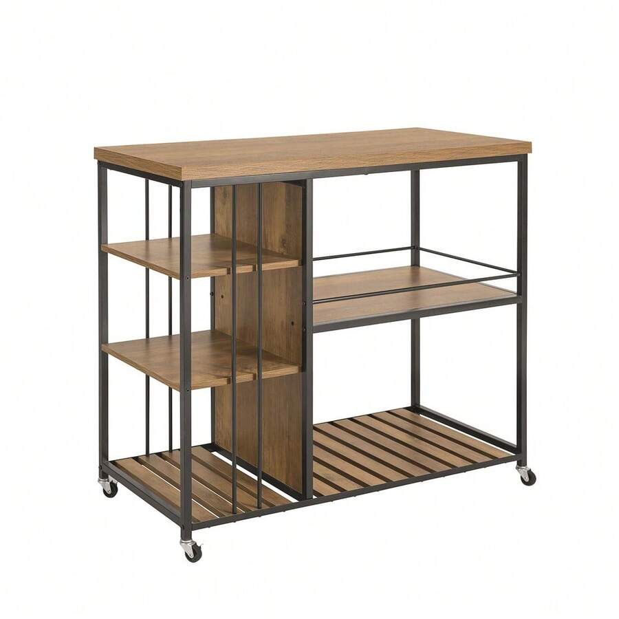 SoBuy Serving Trolley Kitchen Trolley Cart Mobile Kitchen Shelf Kitchen Storage Trolley With 5 Shelves - Brown - View 1