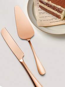 2pcs Stainless Steel Cake Server, Bread Knife, Dessert Knife, Dessert Spreader, Pizza Cutter, Cake Knife Baking Utensil Set, Suitable For Pizza, Cake, Pie, Bread, Ideal For Restaurant, Wedding, Birthday Party, Anniversary, Party, Kitchen Baking Tools - Multicolor - View 7