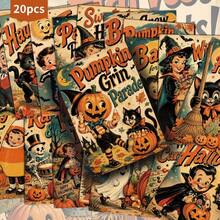 20 Cards - Retro Halloween Mischievous Invitation Postcards -4x6 Inches - Manual Materials - Classic Illustrations, Ladies' Collection Decoration Cards - Suitable For Scrapbook And Handicraft Making - Halloween - View 13